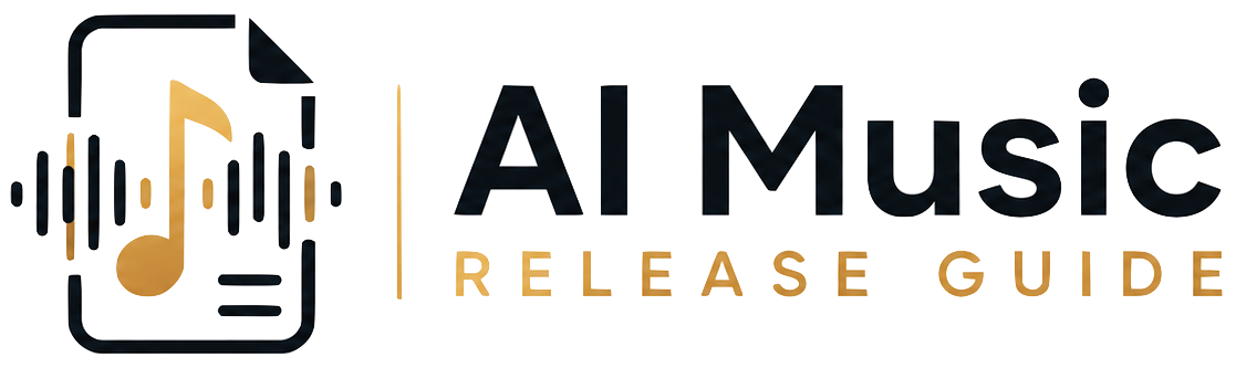 I Music Release Guide logo featuring a music note, digital waveform, and document icon.